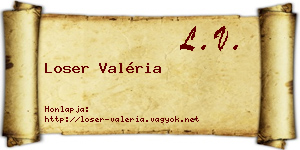 Loser Valéria névjegykártya